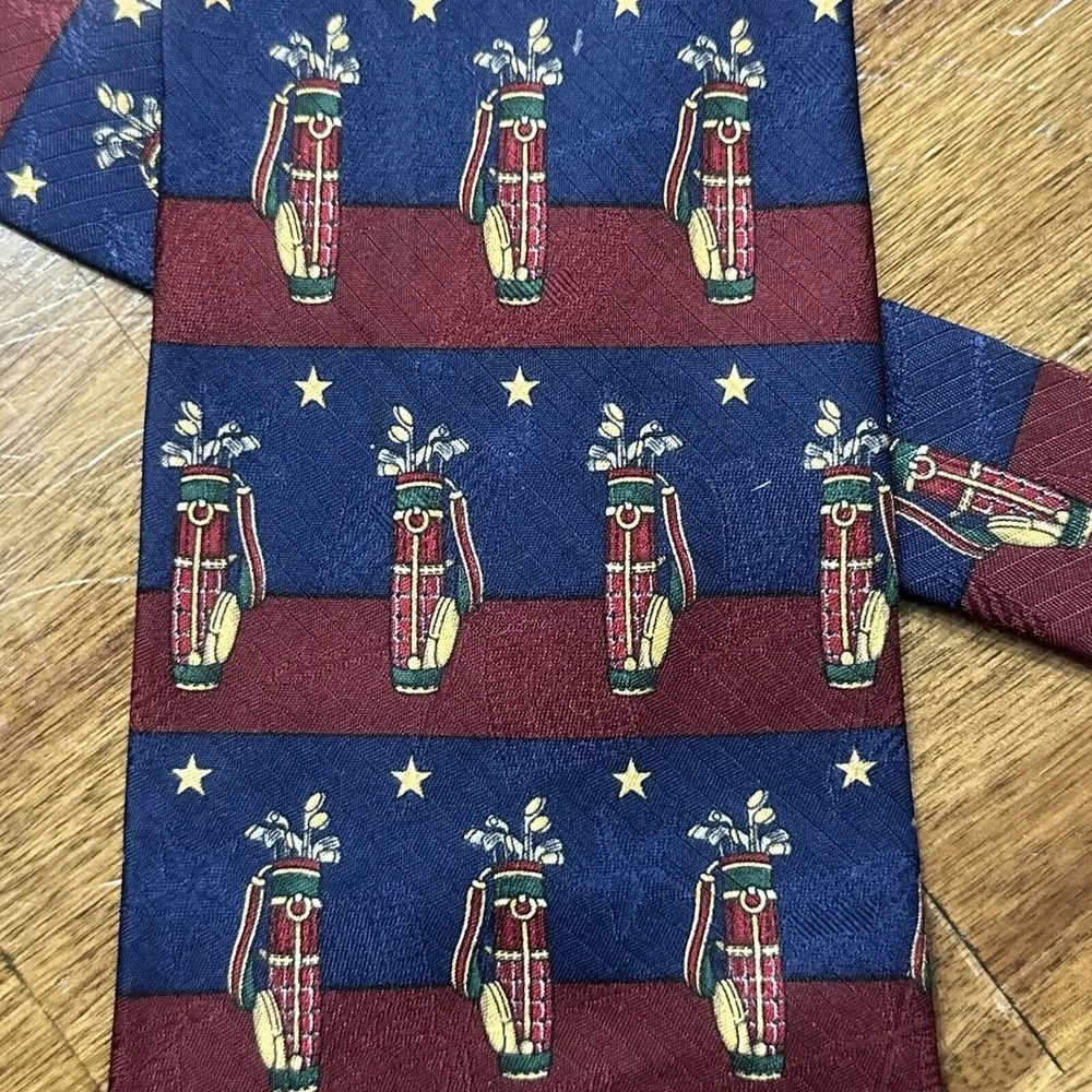 Tommy Hilfiger Golf Print Golfer‎ Tie 100% Italian Silk NeckTie Men's Dadcore